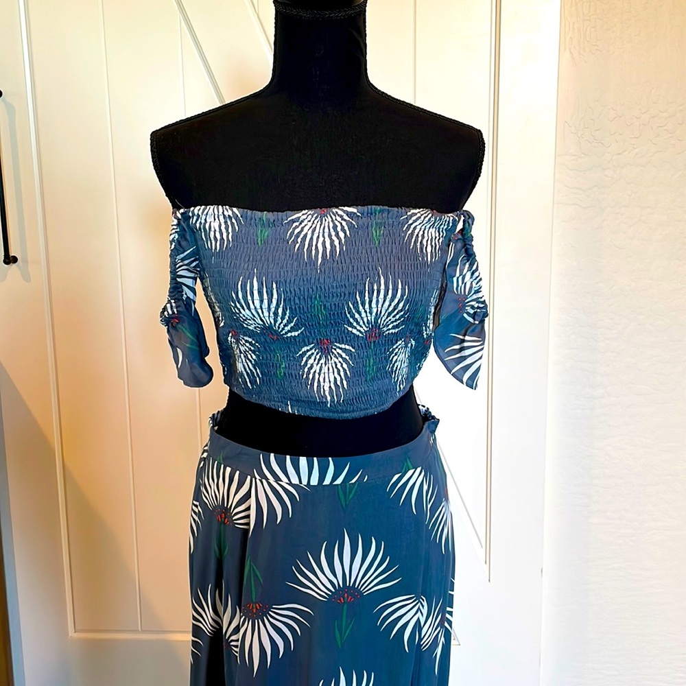 Boho smocked top and skirt w/front slits